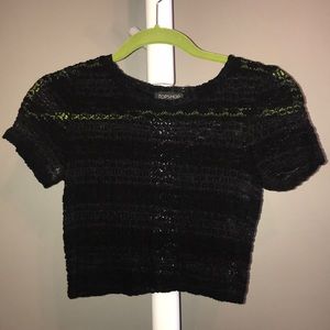 Top shop black lace crop top
